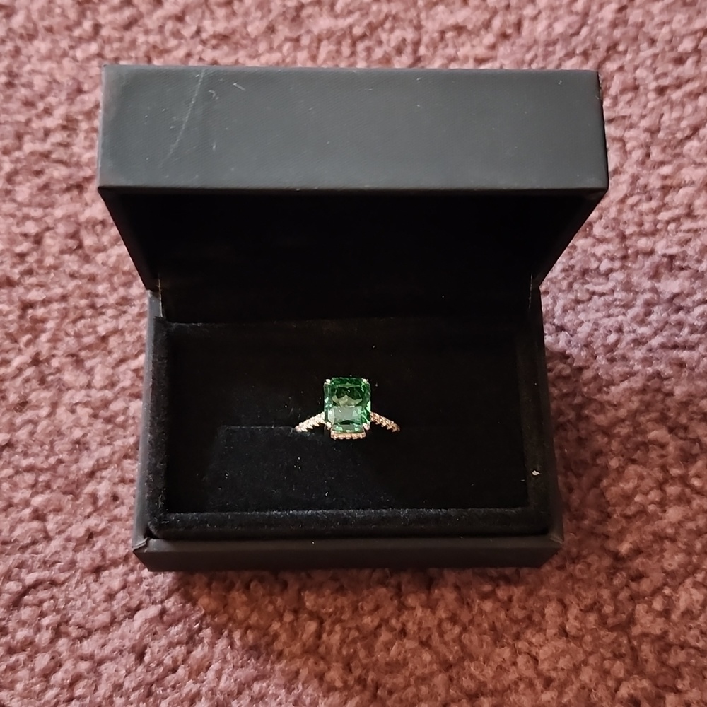 Radiant Cut Paraiba Tourmaline Sterling Silver Ring Size 7.5